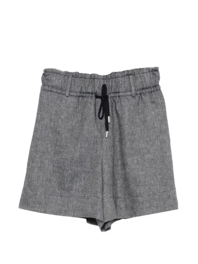 Eleventy Drawstring Linen Shorts In Gray