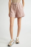 Eleventy Drawstring Linen Shorts In Rose