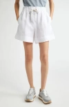 Eleventy Drawstring Linen Shorts In White