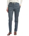 Eleventy Drawstring Linen-blend Pant In Blue