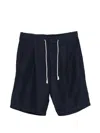 Eleventy Drawstring Pleated Shorts In Blue