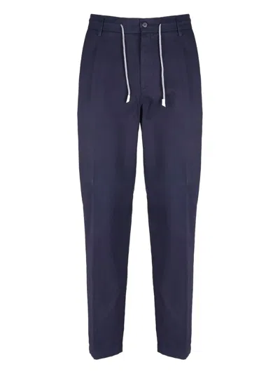 Eleventy Drawstring Pleated Trousers In Blue