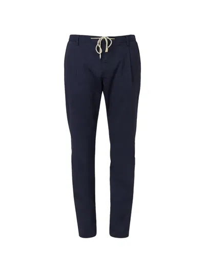 Eleventy Drawstring Pleated Trousers In Blue