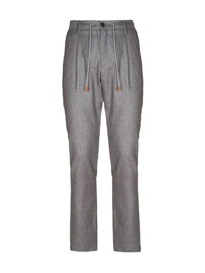 Eleventy Drawstring Pleated Trousers In Grey
