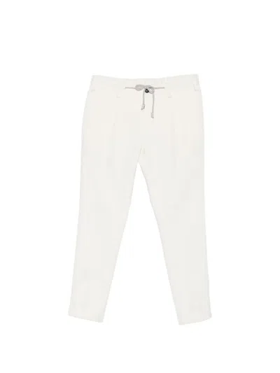 Eleventy Drawstring Pleated Trousers In White