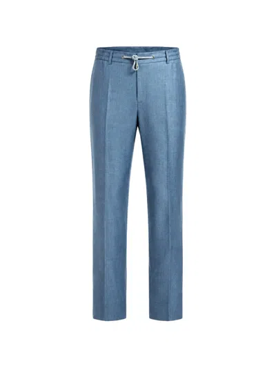 Eleventy Drawstring Pressed-crease Trousers In Black