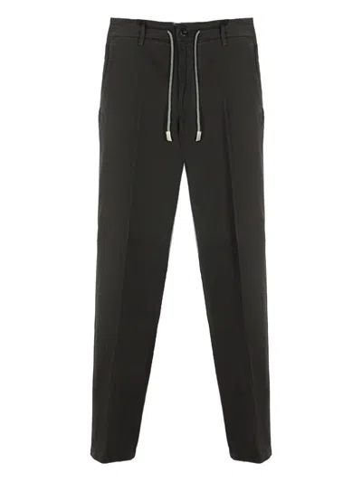 Eleventy Drawstring Straight-leg Trousers In Black