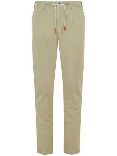 Eleventy Drawstring Straight-leg Trousers In Green