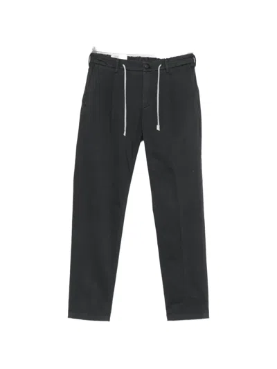 Eleventy Drawstring Straight-leg Trousers In Black