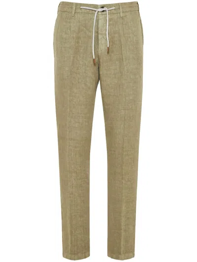 Eleventy Drawstring Tapered Trousers In Green