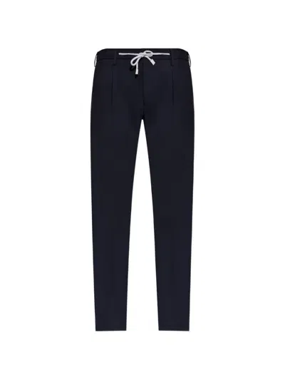 Eleventy Straight-leg Drawstring Trousers In Black