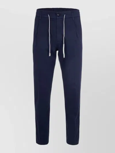 Eleventy Drawstring Trousers Elastic Waistband Back Pockets In Blue