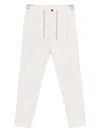 Eleventy Drawstring Cotton-blend Straight-leg Trousers In White