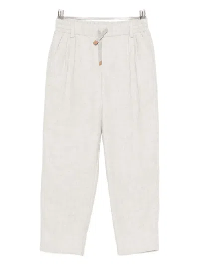 Eleventy Kids' Drawstring Trousers In Neutral