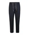 Eleventy Drawstring Waist Tapered Leg Trousers With Back Pockets In Blue