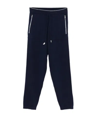 Eleventy Zip-pocket Drawstring Track Pants In Blue