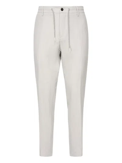 Eleventy Drawstring-waist Tapered Trousers In Gray
