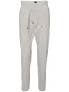 Eleventy White Pants With Elastic Drawstring Waist And Tapered Leg In Cotton Blend Stretch Woman In Grey