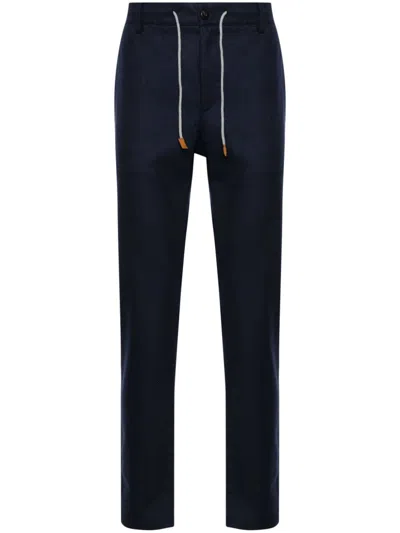 Eleventy Drawstring Cotton-blend Chinos In Black