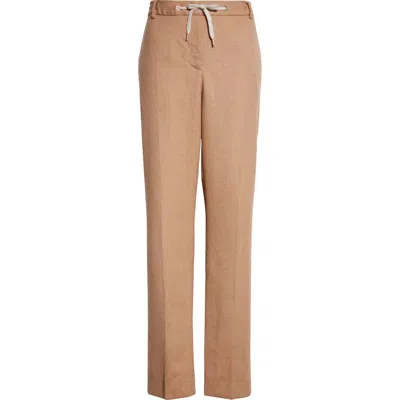 Eleventy Drawstring Waist Virgin Wool Pants In Brown