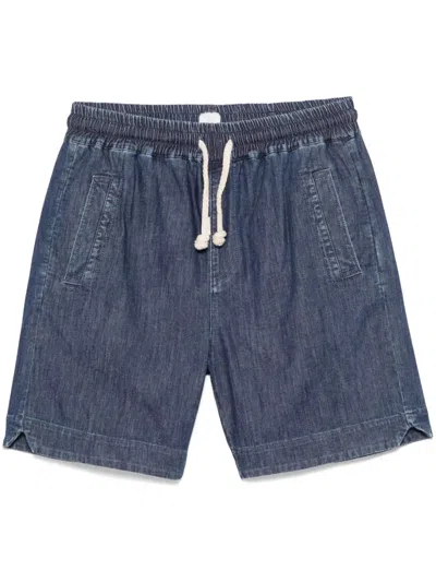Eleventy Drawstring Waistband Denim Shorts In Blue