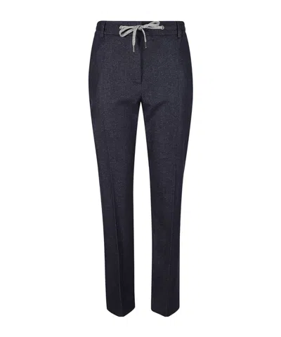 Eleventy Drawstring Wool Trousers In Black