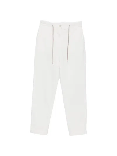 Eleventy Drawstring-waist Corduroy Trousers In White