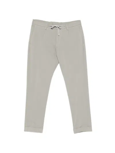 Eleventy Drawstring-waist Cuffed-hem Trousers In Gray