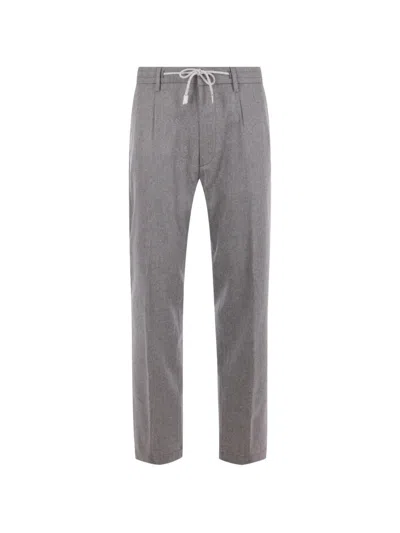 Eleventy Drawstring-waist Melange Trousers In Gray