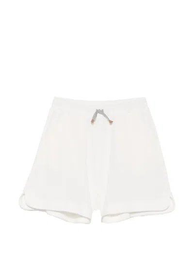 Eleventy Kids' Drawstring-waist Mesh-texture Shorts In White