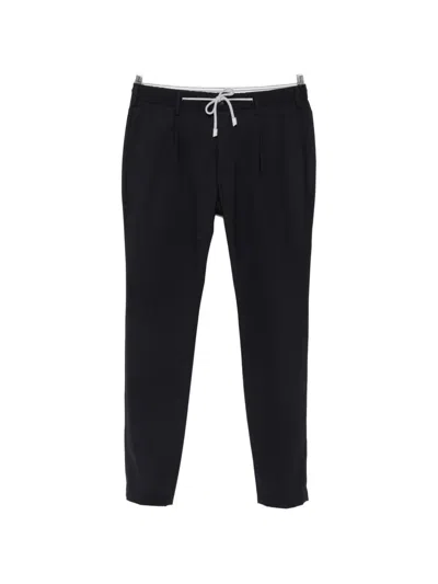 Eleventy Drawstring-waist Pleated Trousers In Black