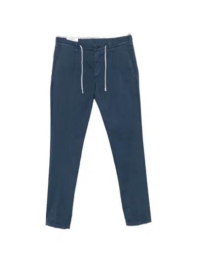 Eleventy Drawstring-waist Pleated Trousers In Blue