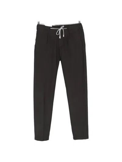 Eleventy Drawstring-waist Straight-leg Trousers In Black