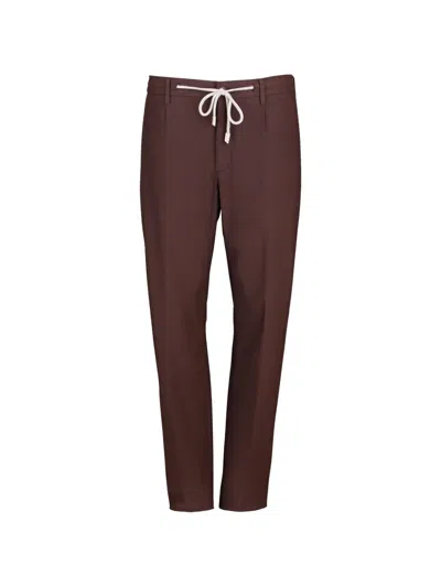 Eleventy Drawstring-waist Trousers In Brown