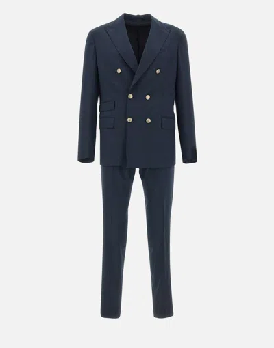 Eleventy Wool Silk Linen Tailored Suit In Blue