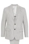 Eleventy Striped Suit In Grigio Neri E Grigi