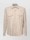 Eleventy Dual-tone Lambskin Shirt With Chest Pockets In Multi