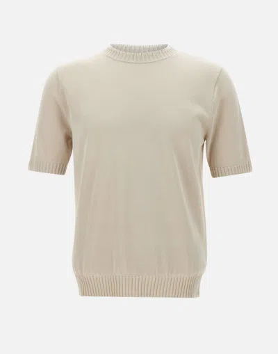 Eleventy Ecru Cotton Regular Fit T Shirt