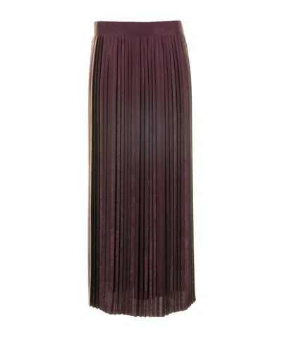 Eleventy Pleated A-line Midi Skirt In Brown