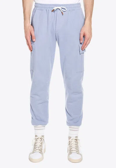 Eleventy Elastic-waist Cargo Track Pants In Blue