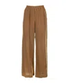 Eleventy High-waisted Linen Trousers With Elastic In Brown