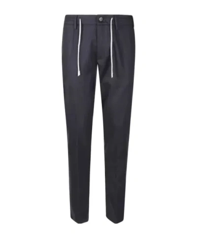 Eleventy Elastic Waist Casual Pants In Blue