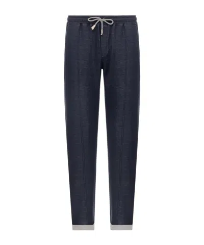 Eleventy Elastic Waist Jogging Pants In Blue