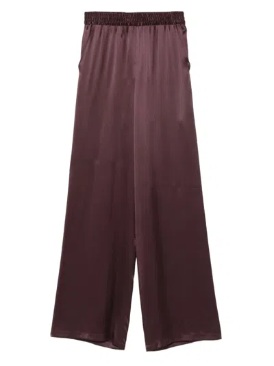 Eleventy Elastic-waist Silk Trousers In Purple