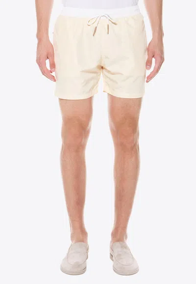 Eleventy Elastic-waist Swim Shorts In Neutral