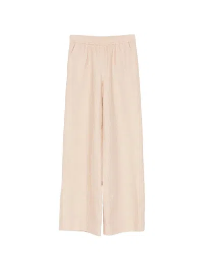 Eleventy Elasticated Linen-viscose Trousers In Neutral