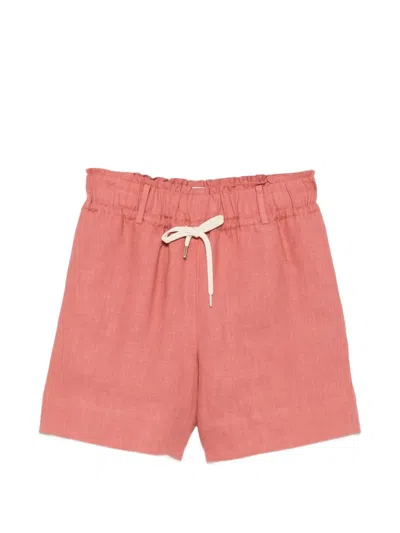 Eleventy Elasticated-waist Linen Shorts In Brown