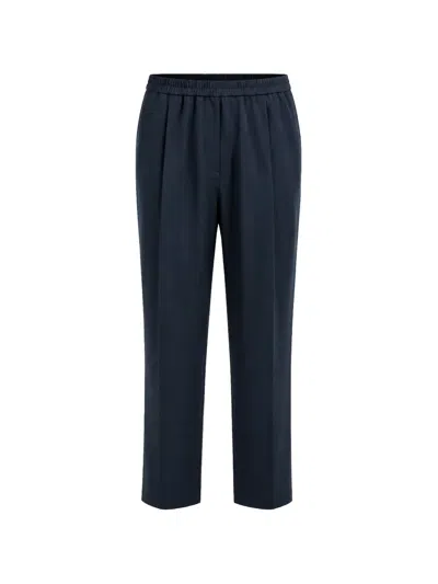 Eleventy Elasticated-waist Pleated Trousers In Blue