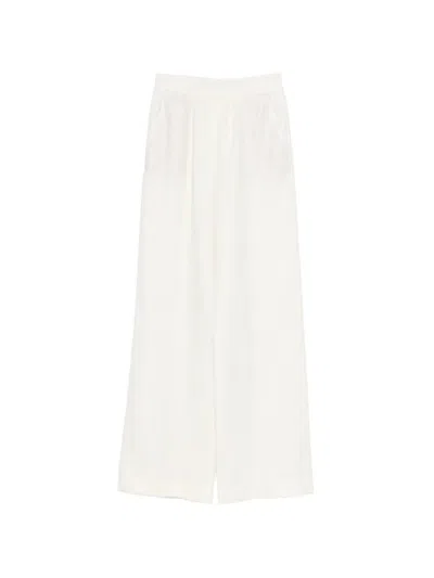 Eleventy Elasticated-waistband Linen Trousers In White