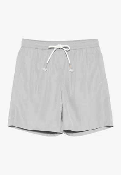 Eleventy Elastic-waist Swim Shorts In Gray